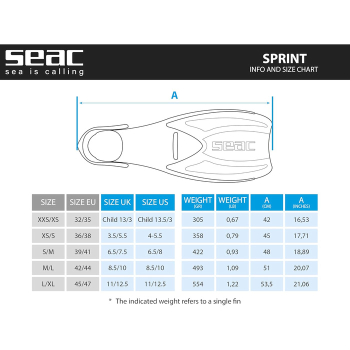 Ласти для снорклінгу Seac Sprint регульовані, жовті, M/L (унісекс, для дітей та дорослих)