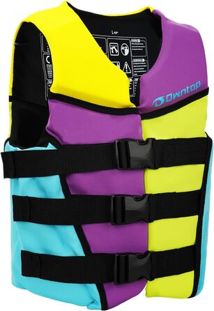 Owntop Жилет рятувальний дитячий та підлітковий, фіолетовий, M. Регульований, з триразовою системою безпеки. Підходить для каякінгу, плавання, риболовлі та снорклінгу.