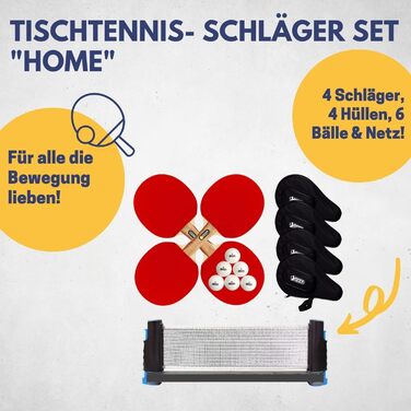 Набір для настільного тенісу Best Sporting Home: 4 ракетки, 6 м'ячів, чохли та сітка