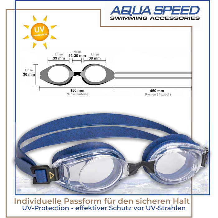 Плавальні окуляри Aqua Speed LUMINA з діоптріями для дорослих, індивідуальний підбір лінз для короткозорості, azure dotted, прозорі