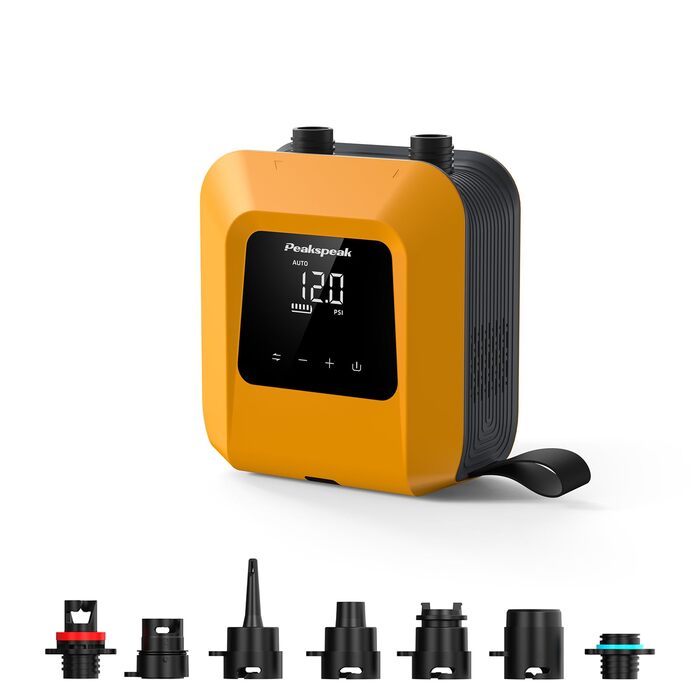 Електричний насос для SUP-дошки Peakspeak 20PSI з акумулятором: інтелектуальне надування та здуття, автоматичне вимкнення для каяків, човнів, матраців та кемпінгу, помаранчевий