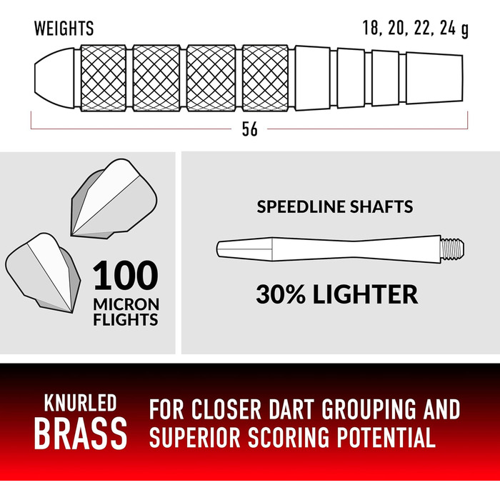 Дарти Harrows Black Jack 24г: професійний набір з металевими наконечниками, Speedline-шафтами, Supergrip-флайтами та кейсом