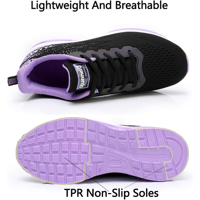 Жіночі кросівки для бігу AFFINEST: дихаючі, з антиковзанням, легкі, амортизуючі, сітчасті, чорно-фіолетові (36 EU)
