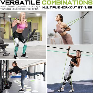 Pilates Bar Kit з гумовими стрічками Grün – багатофункціональний тренажер для пілатесу для жінок та чоловіків з міцною металевою пряжкою, обладнання для домашніх тренувань для всього тіла