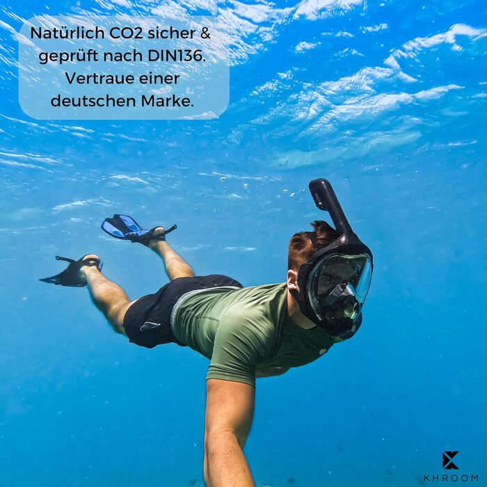 Khroom маска для снорклінгу для дорослих і дітей Seaview Y, CO2-безпечна, повнолицева маска для плавання, альтернатива комплекту для снорклінгу, розмір XS (діти 90-130 см), біла