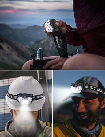 LED налобний ліхтар Lsnisni 2000 Люмен, 2 шт. з 6 режимами, водонепроникний IPX5, для дітей та дорослих, з акумуляторами AAA