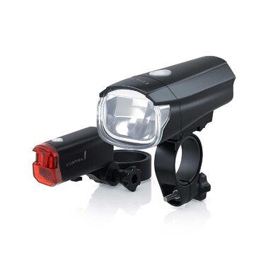 Велосипедні ліхтарі LUXTRA: комплект з батарейками, 40 Lux, сумісний зі StVZO, передній та задній ліхтарі