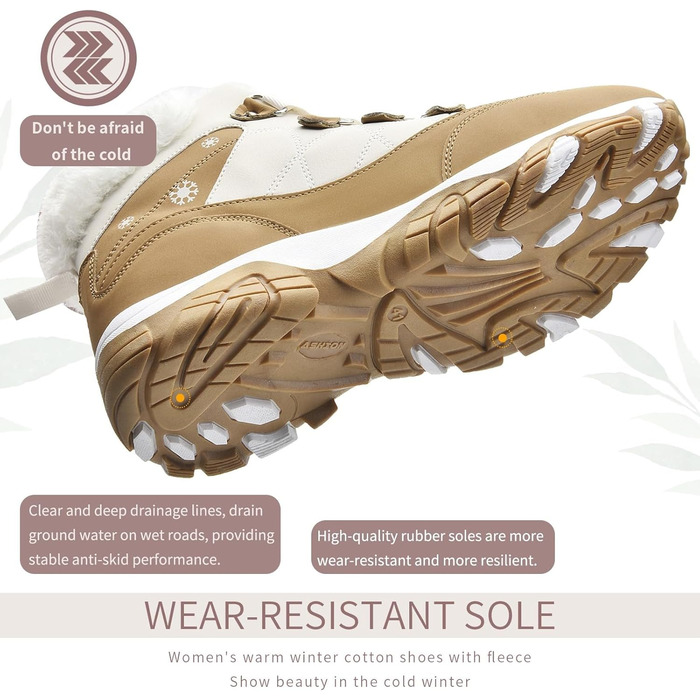 Зимові чоботи VITIKE для жінок, теплі, з підкладкою, водонепроникні, для активного відпочинку, осінь/зима, білі, зелені (39 EU, білий, коричневий)