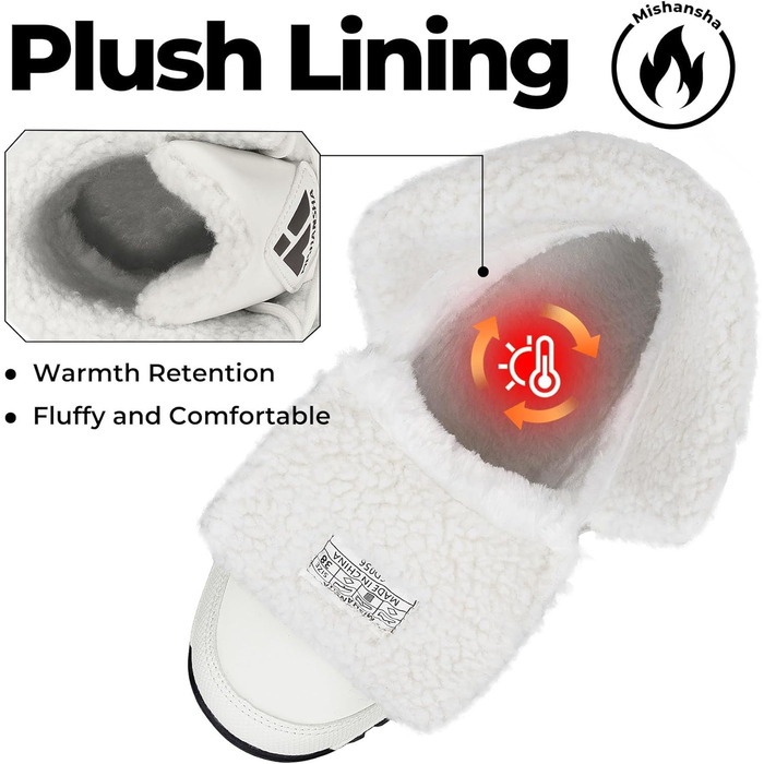 Зимові черевики Mishansha для жінок, утеплені, водонепроникні, туристичні, розмір 36-42 (білі)
