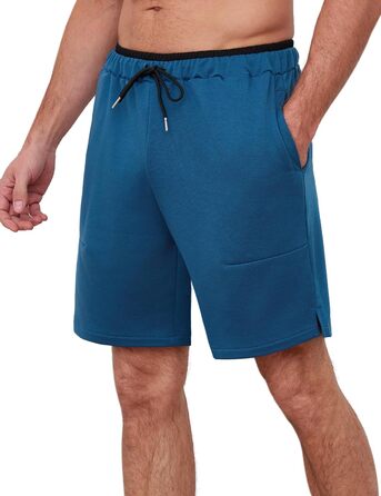 Чоловічі спортивні шорти Soer Activewear з кишенями на блискавці, легкі бавовняні шорти для бігу та відпочинку, кобальтовий синій, розмір S