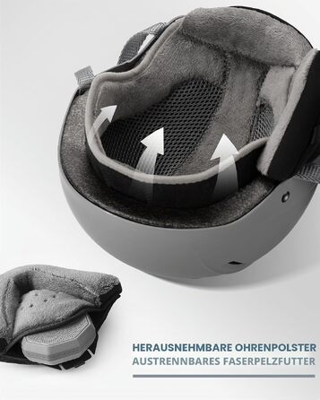 Шолом для сноуборду та лиж OutdoorMaster з відокремлюваними окулярами 2-в-1, захисним EPS-пінопластом та 14 вентиляційними отворами, унісекс (чоловічий, жіночий, підлітки), Матовий сірий, розмір L
