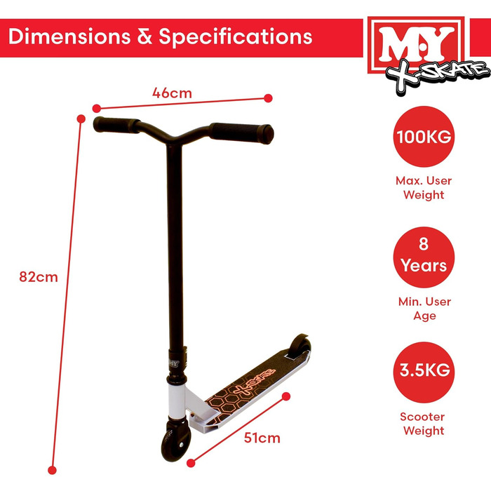 M.Y. X-Skate XSK-007 Стант-скутер – Фрістайл кікскрутер з підшипниками ABEC 7, сірий