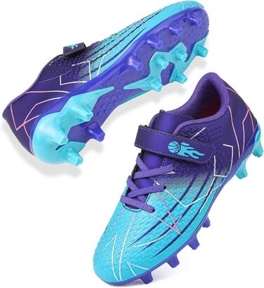 Дитячі футбольні бутси з шипами, професійні, для хлопчиків та дівчаток, спортивне взуття, розмір 38 EU, блакитний/фіолетовий