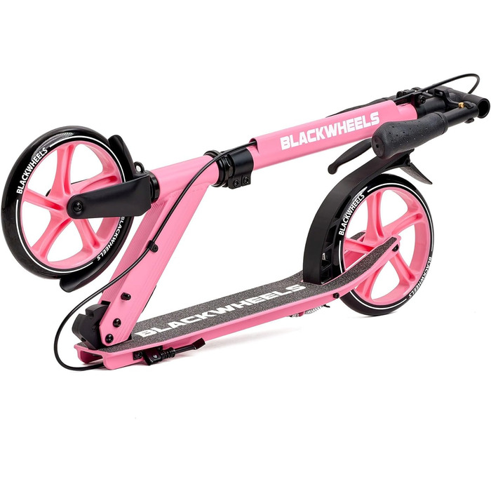 Самокат Blackwheels Orio Cityroller 200мм: складаний, алюмінієвий, з регулюванням висоти, ремінцем, ABEC 7, антиковзким деком (Чорно-Рожевий)