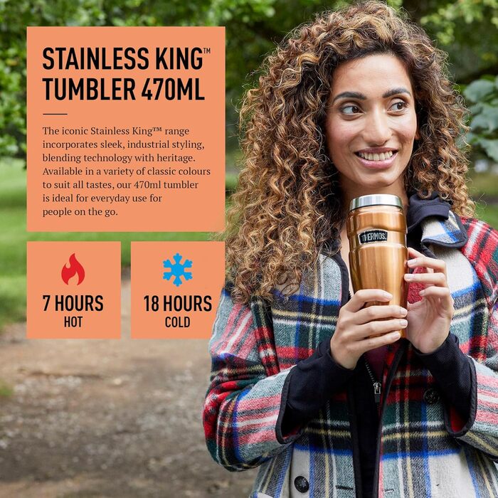 Термокружка Thermos King, нержавіюча сталь, 470 мл, мідне покриття