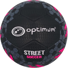 М'яч для вуличної футболу Optimum Unisex – високоякісний, зносостійкий гумовий м'яч, довговічний протектор, ідеальний для бетону та асфальту, універсальний, багатокольоровий (5 шт. чорний / рожевий)