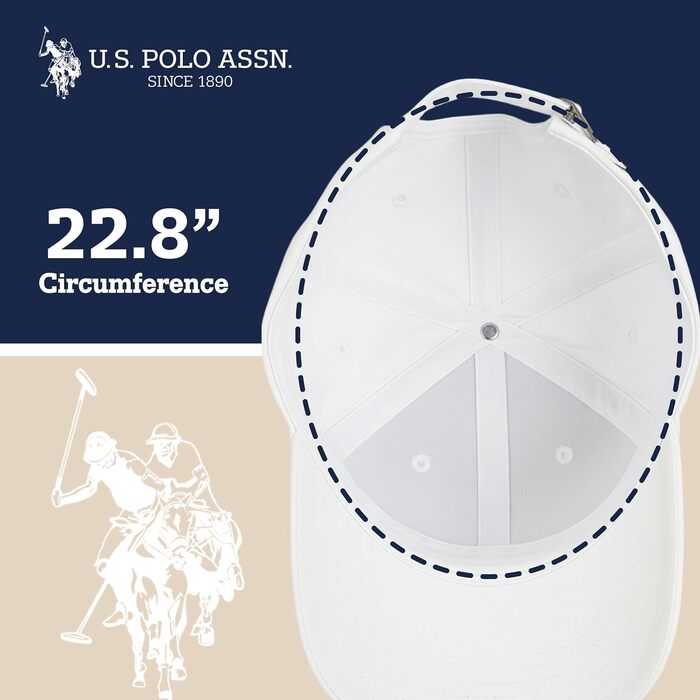 Чоловіча бейсболка U.S. Polo Assn. з логотипом Pony, 100% бавовна, регульована, біла (One Size)