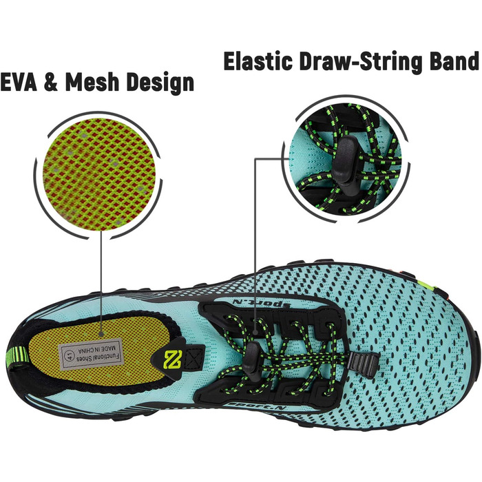 Шкарпетки для плавання IceUnicorn: аквашузи для жінок та чоловіків, швидко сохнуть, літній дизайн, розмір 38 EU, колір: бірюзовий