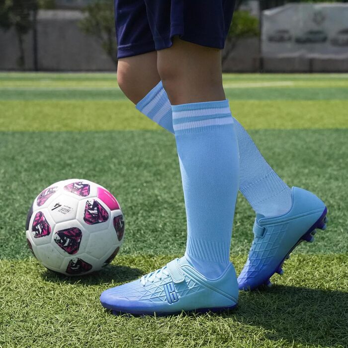 Дитячі футбольні бутси JABASIC для гри на твердих поверхнях, розмір 27 EU, синій/фіолетовий, з футболковими шкарпетками