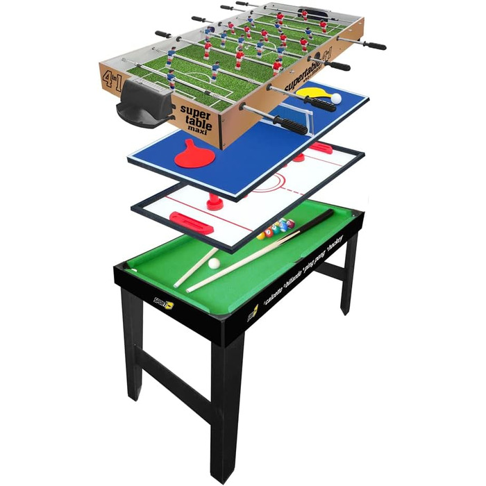 Стіл для пінг-понгу, хокею та більярду Sport1 Maxi Supertable 4-in-1 (122 x 60 x 81,5 см), з аксесуарами, ідеальний подарунок