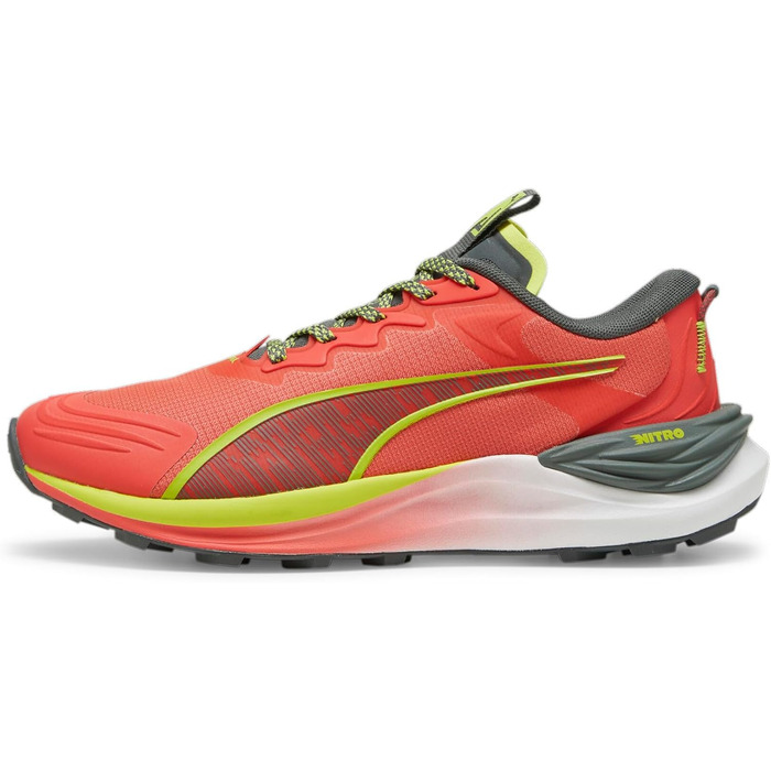 Жіночі бігові кросівки PUMA Electrify Nitro 3 Tr WNS для бігу по дорогах (37 EU, Active Red Mineral Gray Lime Pow)