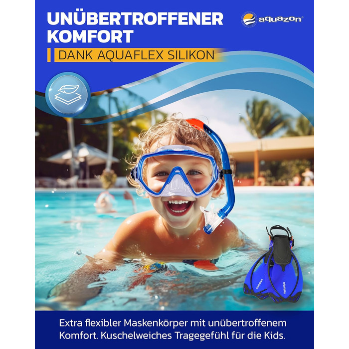 Дитячий набір для підводного плавання AQUAZON Miami: маска, ласти, трубка, регульований розмір, рожевий, 7-14 років