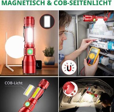 Ліхтарик LED Karrong з USB-зарядкою та магнітом, ультрафіолетовий UV-ліхтарик 395нм, 7 режимів світла (включаючи червоне), акумуляторний набір для кемпінгу та походів, червоний, 2 шт.