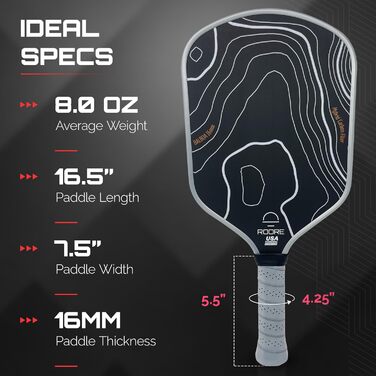 Pickleball-Paddel T700: Твердий, з титаново-вуглецевого волокна, 16 мм, з термоформованим шаром, сертифікований USAP