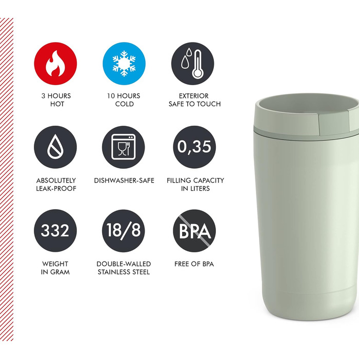 Термос нержавіючий Thermos Stainless King 0.47л червоний для напоїв - термокружка для кави з гачком для чаю, герметичний, BPA-free