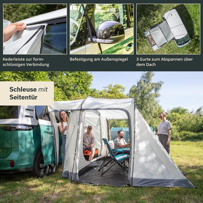 Намет Skandika Tunnelzelt Camper Tramp Protect для кемпінгу 2-4 особи, сірий | Водонепроникний намет з інтегрованою підлогою, москітною сіткою, для фургонів, мінівенів, подорожей