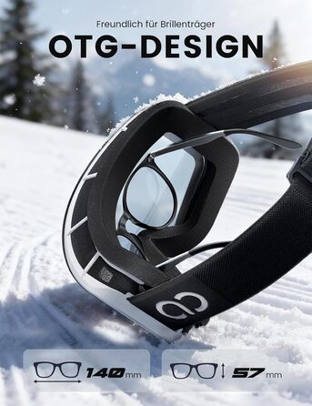 Ламікалл Скі-маска для жінок та чоловіків, сноуборд маска OTG - антизапітніння, дзеркальна, для носіння з окулярами, захист від ультрафіолету UV400, захист від відблисків, білий/срібний каркас (VLT: 8%)