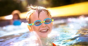 Дитячі окуляри для плавання K20 (2 шт.), антизапарник, захист від УФ, 3-10 років, блакитний + червоний