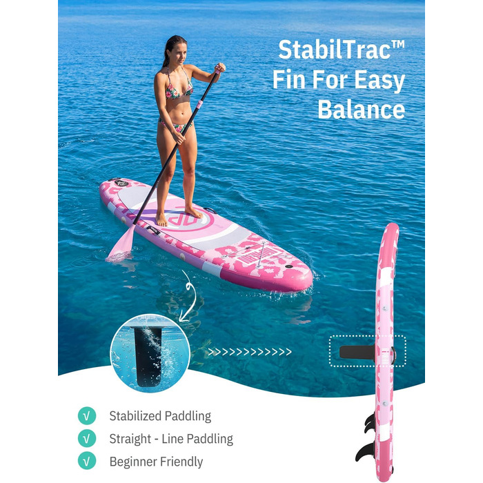 Надувний SUP Борд Niphean 305см з крилами балансу та міцним аксесуаром для дорослих, для йоги, Candy Leopard з StabilTrac