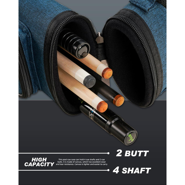 Кейс для більярдних київ CRICAL, 2 x 2 жорсткі кишені для снукеру, з штучної шкіри/оксфордського канвасу (синій)