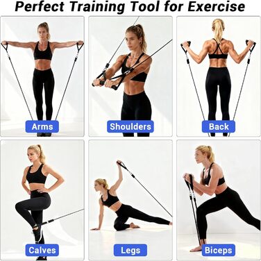 Набір еластичних стрічок для фітнесу з дверними фіксаторами, ручками та сумкою. 5 рівнів опору, для дому, силових тренувань, пілатесу, йоги