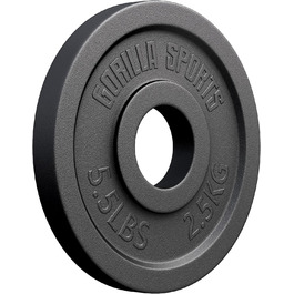 Олімпійські диски для штанги GORILLA SPORTS, чавунні, 1,25–30 кг, 50 мм, окремо чи комплект, для тренувань