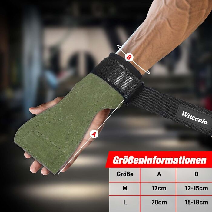 Ремені для підйому штанги Zughilfen для бодібілдингу, важкої атлетики та силових тренувань - професійний аксесуар для важких ваг (зелений, M)