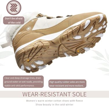 Зимові чоботи VITIKE для жінок, теплі, з підкладкою, водонепроникні, для активного відпочинку, осінь/зима, білі, зелені (39 EU, білий, коричневий)