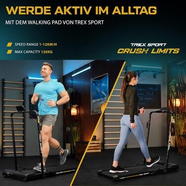 Бігова доріжка TREX SPORT TX-400WP Exile для дому, 12 км/год, LED-дисплей, дистанційне керування, APP-з'єднання, підходить для роботи за столом