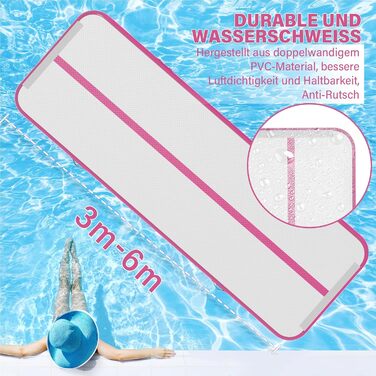 Надувна гімнастична матка для дому, 300x100x10 см (м'ятно-зелена)