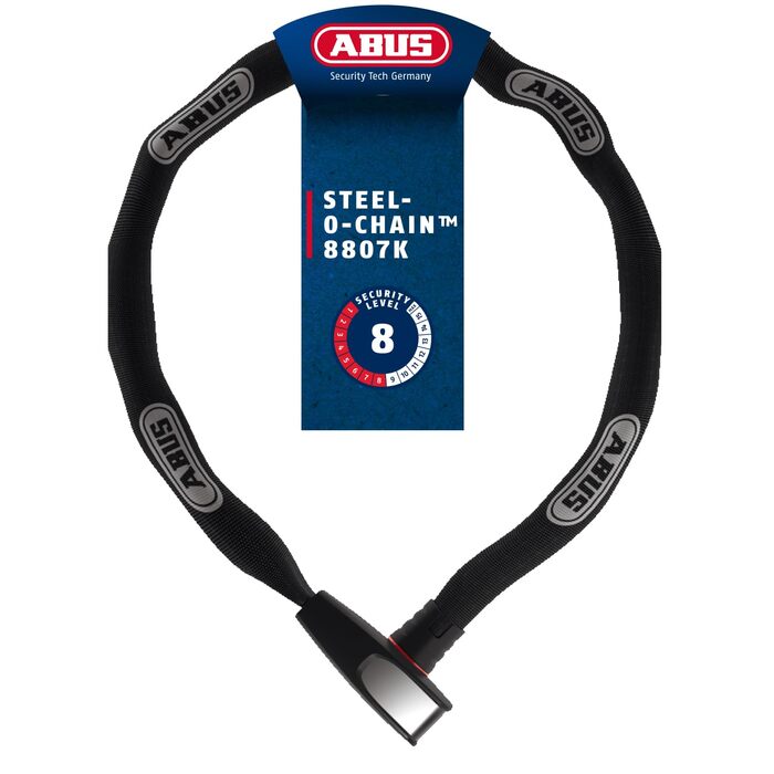 Замок ланцюговий ABUS Steel-O-Chain 8807K – 110 см, рівень безпеки 8, чорний