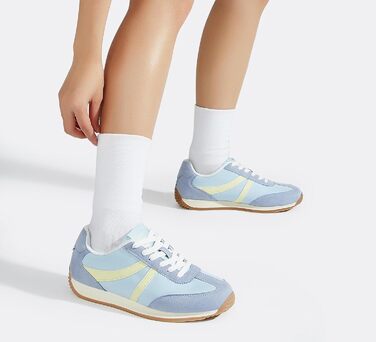 Жіночі ретро-кросівки LUCKY STEP: зручні повсякденні черевики 39 EU, синьо-жовті, з протиковзкою підошвою та дихаючою підкладкою