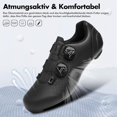 Велосипедні шкарпетки для чоловіків та жінок | Шкарпетки для шосейних велосипедів, сумісні з SPD, SPD-SL, Look Delta/Keo | Універсальні вело шкарпетки для Peloton, шосе та велотренажери | Легкі та дихаючі (42 EU, Чорний)