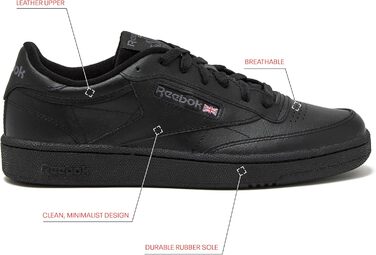 Чоловічі кросівки Reebok Club C 85, білі, 40 розмір, для спорту, чорний, вугільний, 44 EU