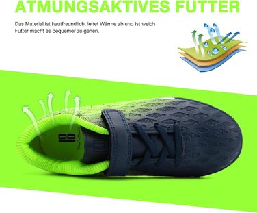 Дитячі футбольні бутси JABASIC для штучного газону, розмір 32 EU, блакитний та лимонний кольори