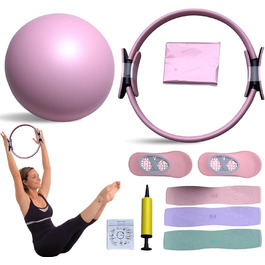 Набір для пілатесу Essential Kit: комплект для дому з кільцем, стрічками, м'ячем та шкарпетками (рожевий)