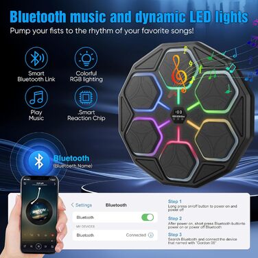 Музичний боксерський тренажер: електронна машина для ударів з Bluetooth, 11 швидкостей, 3 режими, лічильник, подарунок для дорослих та дітей