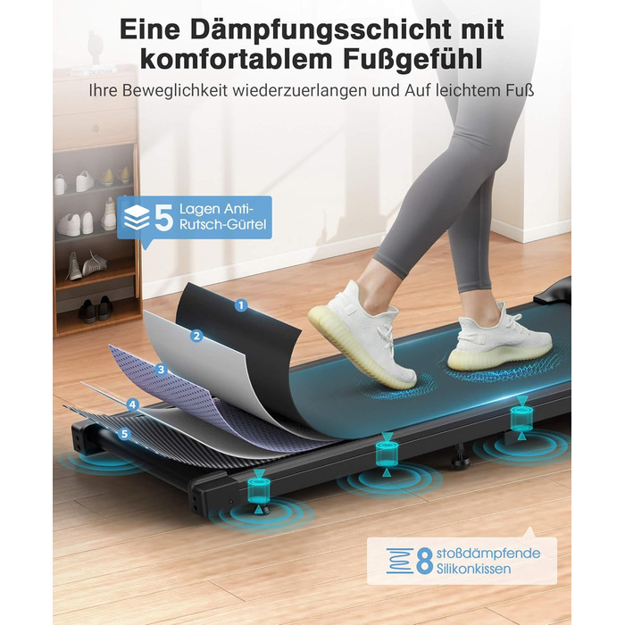 Бігова доріжка під стіл THERUN Walking Pad 2.75HP з пультом та LED-дисплеєм для дому та офісу