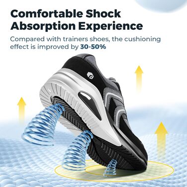 Кросівки FitVille для жінок, широкі, з повітряною амортизацією, для бігу та ходьби, дихаючі, легкі, антиковзні, зручні фітнес-кросівки (37 EU, чорний)