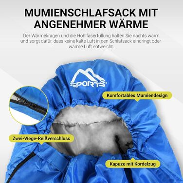 Сплячий мішок MSPORTS Premium Outdoor з ременем для перенесення. Вибір: весна/літо (200GSM) або осінь/зима (300GSM). Ідеально для кемпінгу, подорожей, фестивалів. Теплий спальний мішок-кокон кольору оливковий (королівський синій).